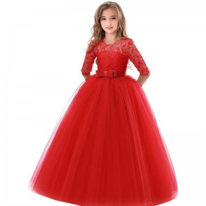 2-14 years Children Wedding Party Daily Dress with Bow Mesh For Kids Girl Princess Dress