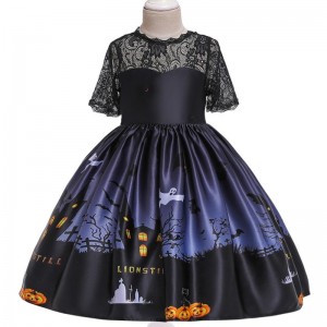 Girls Halloween Dresses Witch Tutu Costume Kids Party Clothing Girl Princess Dress Children Pumpkin Printed Halloween Costume