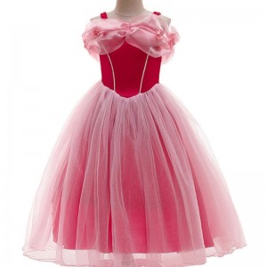 Sleeping Beauty Costume for Girls Off Shoulder Summer Aurora Dress Child Fairy Mesh Tutu Frock Halloween Princess Cosplay