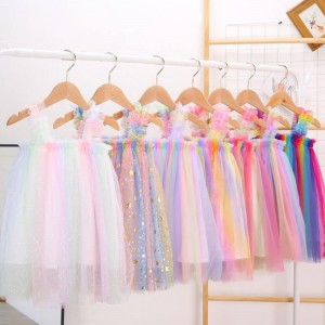 Princess Baby Girls Summer Tutu Dress Strap Sleeveless Stars Mesh Knee Length Sundress 1-6 Years Old for Birthday Party