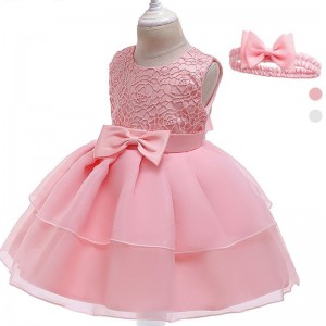 ANSOO New Girls' Dress Bow Lace Dress Runway Princess Dress With A Hat For 3-24 Month Toddler Baby