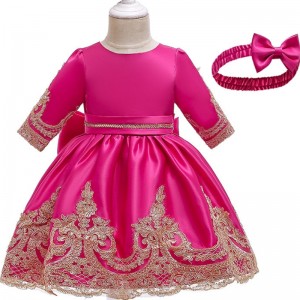 ANSOO 11Color High Quality Baby Clothes Exclusive New Style Lace Dress Princess Dress With Headdress Satin Party Dress For Girls