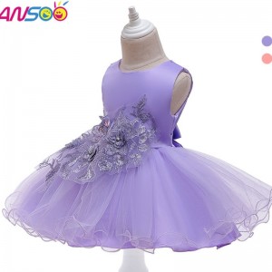 ANSOO New Designed Girls Elegant formal Princess dress Kid Summer Costume Clothes Evening Party Purple Dresses