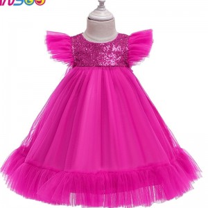 ANSOO Pink Tutu Flower Girls' Children Party Princess Baby Girl Wedding Dress 2-10 For Party Wedding Girls Kids