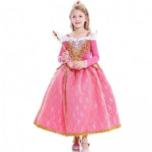 Baige New Girls Princess Aurora Costume Long Sleeve Sleeping Beauty Birthday Party Gown Children Fancy Dress For Girls