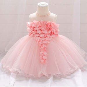 Baige Newborn Baby Girl Flower Wedding Dresses Tulle Birthday Party Pageant Dress 0-2 Years