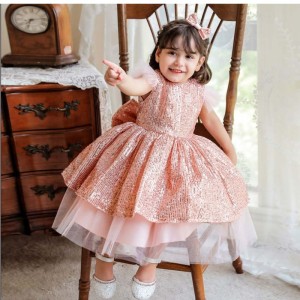 Baige Baby Infant Girl Baptism Dress Flower Newborn Princess Gown Sequined Christening Dresses