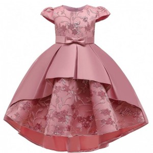 Baige High quality kids long garment girls party dresses short sleeve dress frock design for baby girl T5170