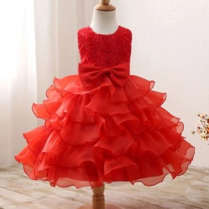 Girls First Merry Christmas Princess Dress Red Lace New Year Party Costume For Kids Children Flower Wedding and Birthday Gown