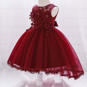 Baige Flower Girls Wedding Dress Baby Girls Christening princess Tailing Dresses