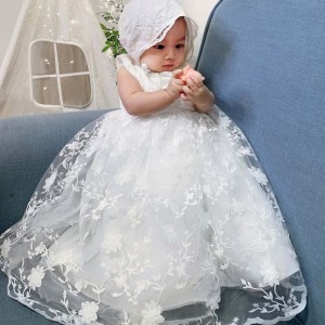 Baige New Party Girl Dress White Royal Design Newborn Baby Christening Dresses