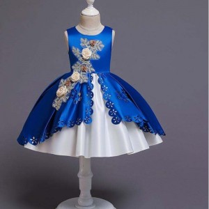 New Stain Design Flower Girls Double Layered Girls Gala For Elegant Evening Party dresses