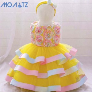 Baige Hot Sale Infant Kids Clothing For Baby Girl Plain Boutique Tutu Dress Girls Ruffle Party Dress