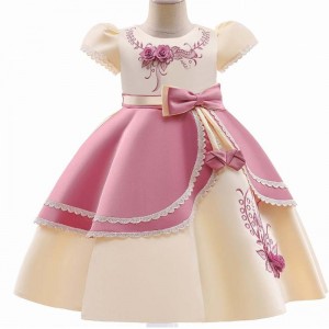 Baige European Style Girl Wedding Dress For Kids Lovely Birthday Party Dresses 3-10 Years Old