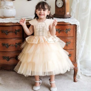 Baige Children First Birthday Dress Baby Girl Baptism Princess Dresses First Party Fluffy Tutu Dress