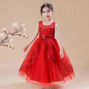 Baige Flower Girl Dress White Kids Baby Girls Sequined Dress Wedding Party Princess Ball Gown