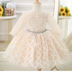 Baige OEM Children's Evening Dress Princess Girl Fluffy Yarn Flower Piano Costume Host Birthday Frock