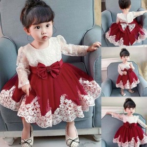 Baige New Lace Baby Girl Fairy Dresses Lovely Flower Girl Formal Wedding Birthday Party Dress For 0-3Year Wear