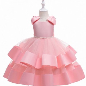 Baige White Flower Girl Dresses Wedding Fairy Big Bow Puffy Girl Princess Dress