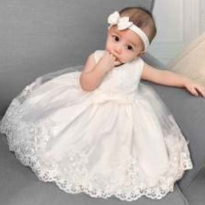 Baige Wholesale Newborn Baby Girl Party Dress Floral Christening Party Event Frock Girls Princess Free Hairband