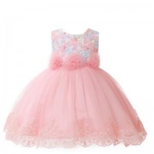 Children's Princess Dress Embroidered Lace Dress Flower Girl Sleeveless Tutu Skirt