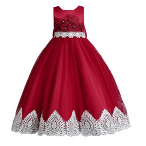 Girls Long Tail Princess Dress 2022 new Flower Catwalk Dress