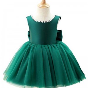 Baige Green Backless Girl Party Dress Kids First Communion Gown Princess Wedding Ball Gown DZ007