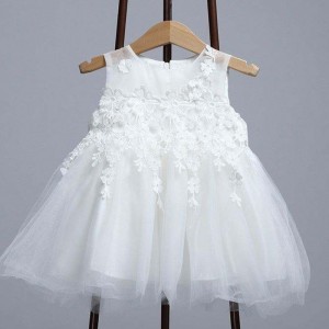 Baige New Design Lace Embroidered Baby Infant Baptism Fancy Birthday Party Dress 24 month Wear