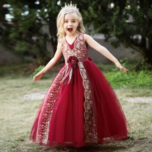 Baige sweet Criss-cross Lace gown for girls evening dress flower girl dresses white wedding