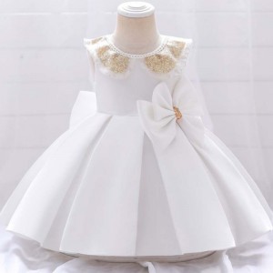 Baige New Born Baby Girl Party Dresses White First Communion Christening Gown Infant Baptism Dress