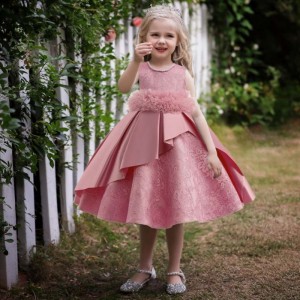 Baige hot sale baby girl event frock flower girl dress party wedding clothes wedding ball gown