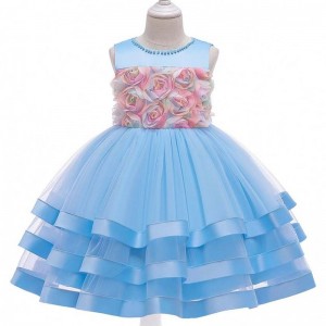 2020 Latest Gown Pageant Girls Dress Kids Floral Layered Designs Ball Gowns For Children L5196