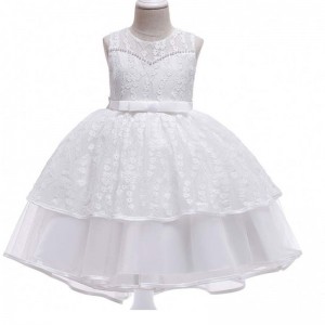 Baige Kids Clothing New Design Summer White Sleeveless Girl's Wear Party Dress L5208