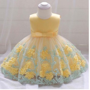 Baige Hot Selling Pretty Baby Frock 12 Month 1 Year Old Girl Clothes First Birthday Cute Flower Party Dress L1845XZ