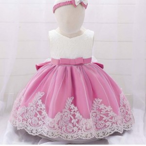 Baige Newborn Baby Girl Outfit Kids Puff Princess Evening Party Dress Children Birthday Smocked Kids Party Dress For Children