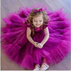 Baige New Flowers Girl Wedding Dress Bridal Gown Puffy Party Dress For Baby Girl