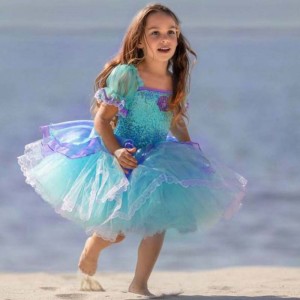 BaigeLittle Mermaid Ariel Princess Dress Halloween Costumes Dress Up Party Girls Cosplay Kids Ball Gown