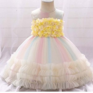 Baige kids birthday dress party dresses for girls New born baby cotton wear summer