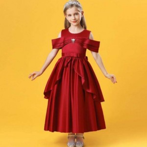 Baige Spring New Arrival Little Girls' Dresses Baby Frock Birthday Party Long Dress 2073