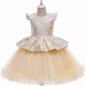 Baige Children Birthday Wear Pink Short Sleeve Baby Girl Princess Kids Spanish Dress L5232