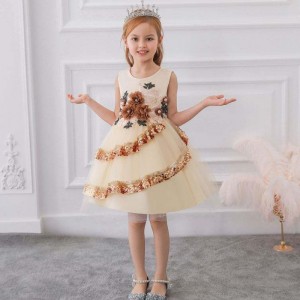 Baige Children Fancy Dress Girls Party Dresses India & Pakistan Clothing Girls' Sequins Flower Skirts L5148