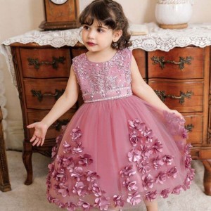 Baige Summer Floral Children Baby Girl Dresses Party Princess Wedding 1 Year Birthday Dress For Baby N2103