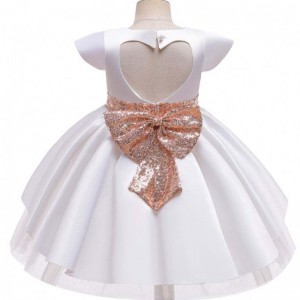 Baige Factory Wholesale White Baptism Girls Kids Wear Birthday Dress Children's Party Dress With Bow