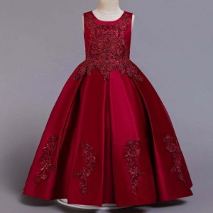 Baige New design girl party dress Elegant Long Wine red Prom Dresses girls evening dress long frock 2055