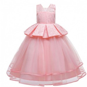 Baige Elegant Kids Long Dress Girls Children Prom Long Frock evening dresses luxurious gowns LP-275