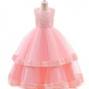 Baige Long Elegant Kids Teenage Wedding Dress Child Evening Gowns Party Wear 3-15Years Old