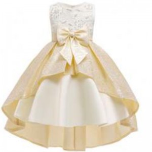 Baige Boutique Clothing Girls Party Dresses Satin Children Dress Designs Long Garment T5176