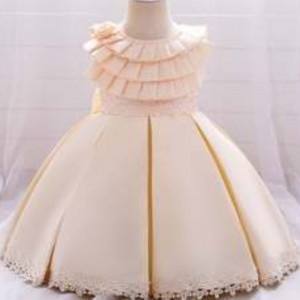 Baige New Fashion Children Ball Gown Sleeveless Satin Party Formal Wedding Flower Girl Dress l1976xz