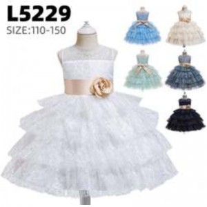 Baige New Stylish Evening Party Dress 3-10Years Flower Girl Lace Princess Ball Gown