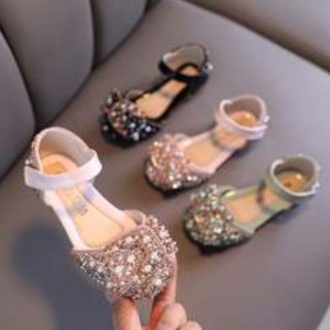 2021 New Fashion Diamond Children's Sandals Shoes Sequined Baby Girl Casual PU Kids Shoes